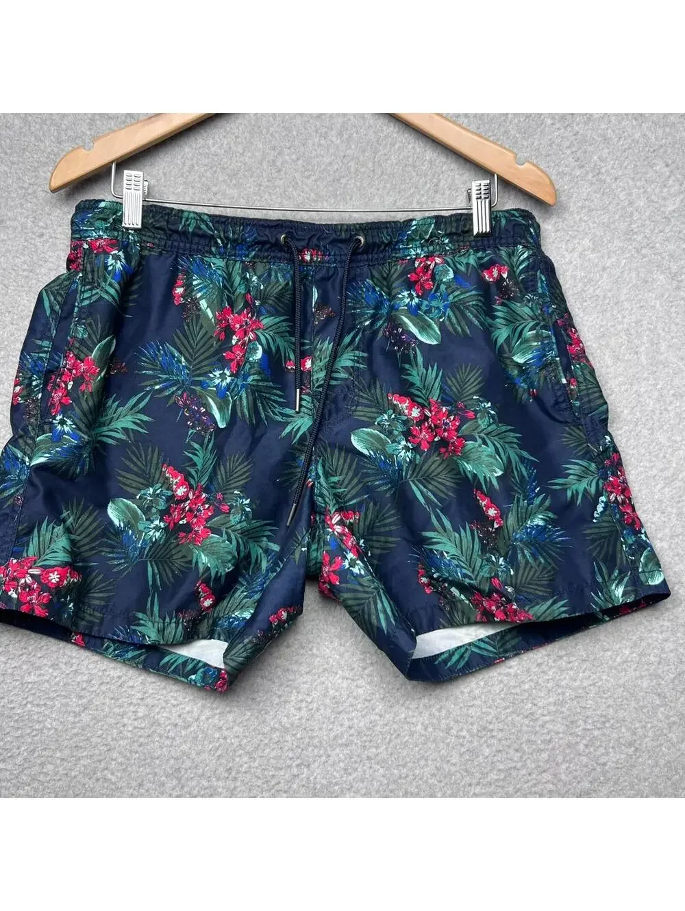 Banana Republic Mens Green Navy Floral Swim Trunks Board Shorts M Beach Surf